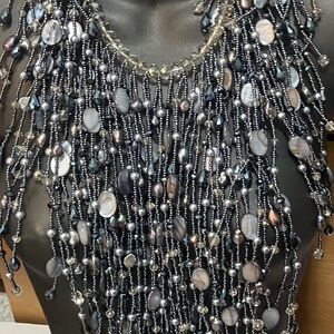 Massive necklace body cover crystal shell glass